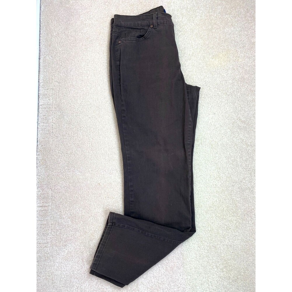Bandolino Mandie Dark Brown Slim Straight Leg Jeans Stretch Pants 10